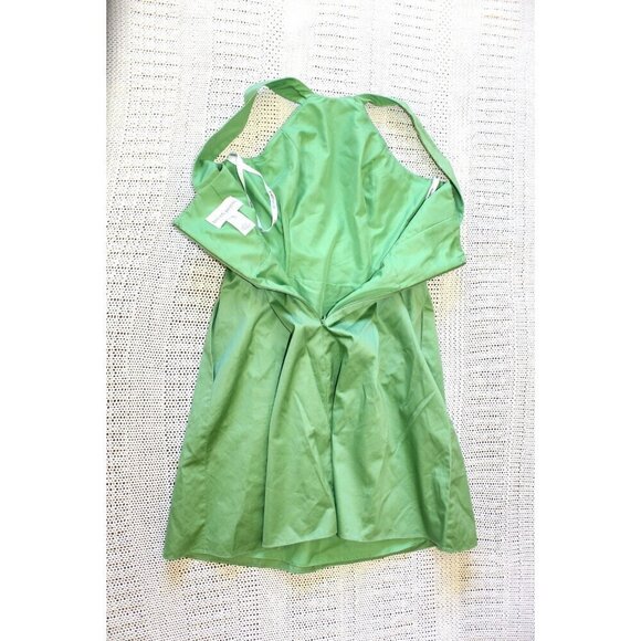 Davids Bridal twist Mini Dress Green Size 8 Cotton Sleeveless zip up Cocktail - Picture 8 of 10